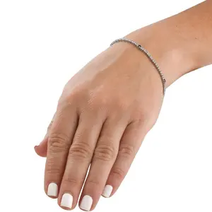 1 1/10 Ct Diamond & Genuine Blue Sapphire Tennis Bracelet 14k White Gold 7"