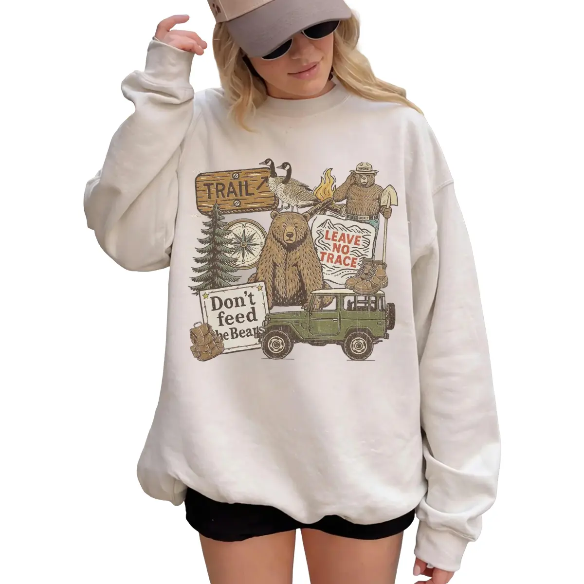 Don't Feed the Bears Sweatshirt for Men and Women, Funny Camping Graphic Crewneck
