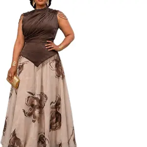 Mocha Bloom Elegance Maxi Dress