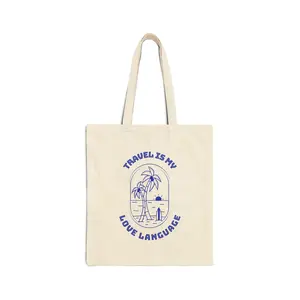 Travel is My Love Language Tote Bag, Eco-Friendly Canvas Bag, Beach Tote, Shopping Bag, Gift for Travelers
