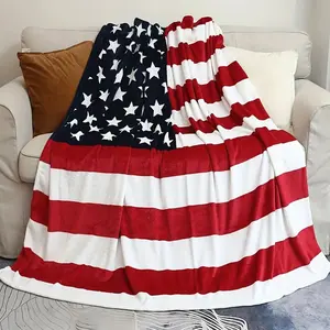 1 Piece Super Soft American Flag Print Flannel Blanket-Perfect for Bed, Sofa, Chair, Camping, Living Room, Office and Gift-Multi-Purpose Holiday Gift