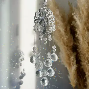 Car Artificial Crystal Sun Catcher Metal Life Tree Transparent Light Ball Ornament, Home Window Garden Wedding Decoration, Home Decor Ornaments