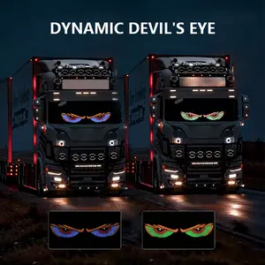 2pcs USB  Devil Eyes LED Screen for Car truck Windshield, LEDMatrix Panel Eye Light for Car truck Windows, Animated Car Truck Eye interiorglow Devi's Eye LED Display Car Display Sign