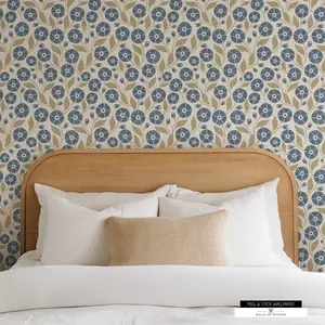 Bluebell Bliss Peel and Stick Wallpaper - Cottage Farmhouse Daisy Design