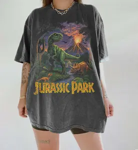 Retro Jurassic Dinosaur 90s Graphic T-Shirt, Vintage Prehistoric Dino Tee, T-Rex Triceratops Shirt, Nostalgia Nature Gift, Mother's Day Gift