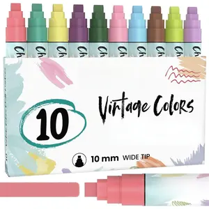 10mm  Window Pens - 10  Colored Chalk Markers - 10mm Wide Tip - Washable Liquid Chalk Pens for Blackboard, Chalkboard, Windows, Glass, Bistro - Wet Erasable   Markers