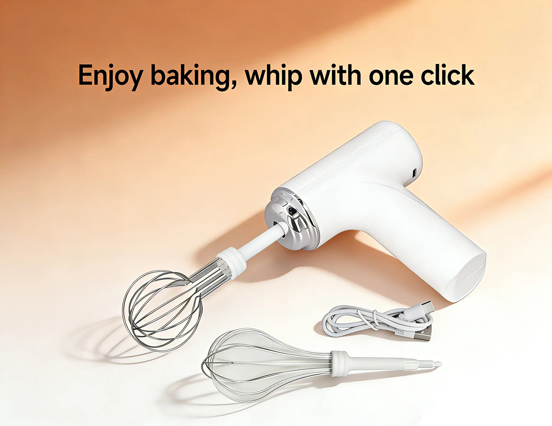 Hand Mixer,3-speed Portable Hand Mixer with Twin Mixer Whips  for Kitchen Baking and Cooking outdoorfun, Cordless Kitchen Mixer, Food Mixer