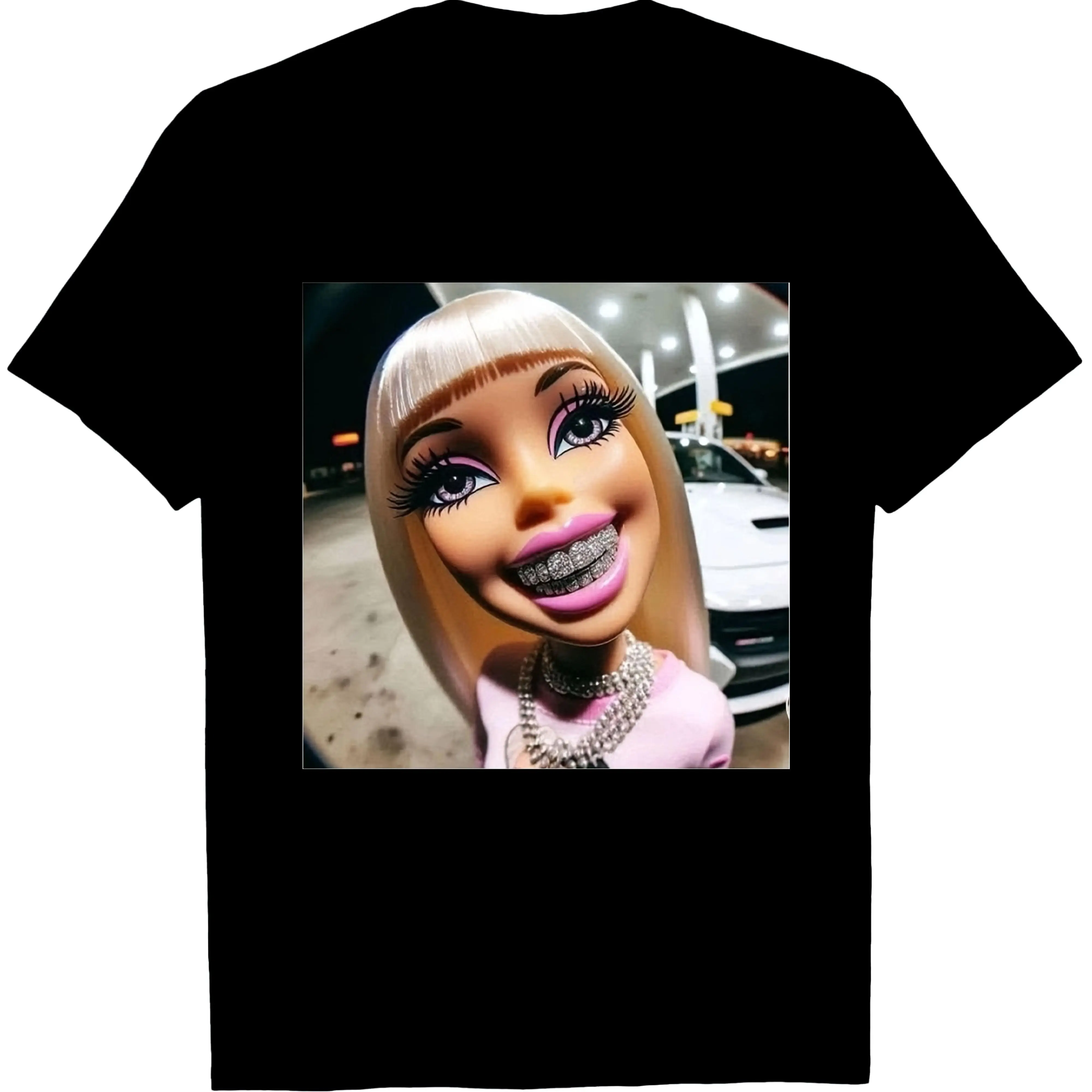 Funny Doll Face MeMe Cartoon Graphic T-Shirt - Cute Viral spread Print Tee, Unisex Casual Top for Adults