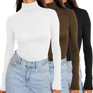 【US Shipping】Women's 3 Piece Turtleneck Long Sleeve Shirts Mock Neck Fall Fashion 2025 Slim  Winter Thermal Underwear Tops Modal Fabric Comfortable Sexy  Casual Womenswear Lightweight Comfy Fit