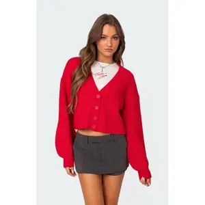 Edikted Women's Sabrina Chunky Knit Cropped Cardigan