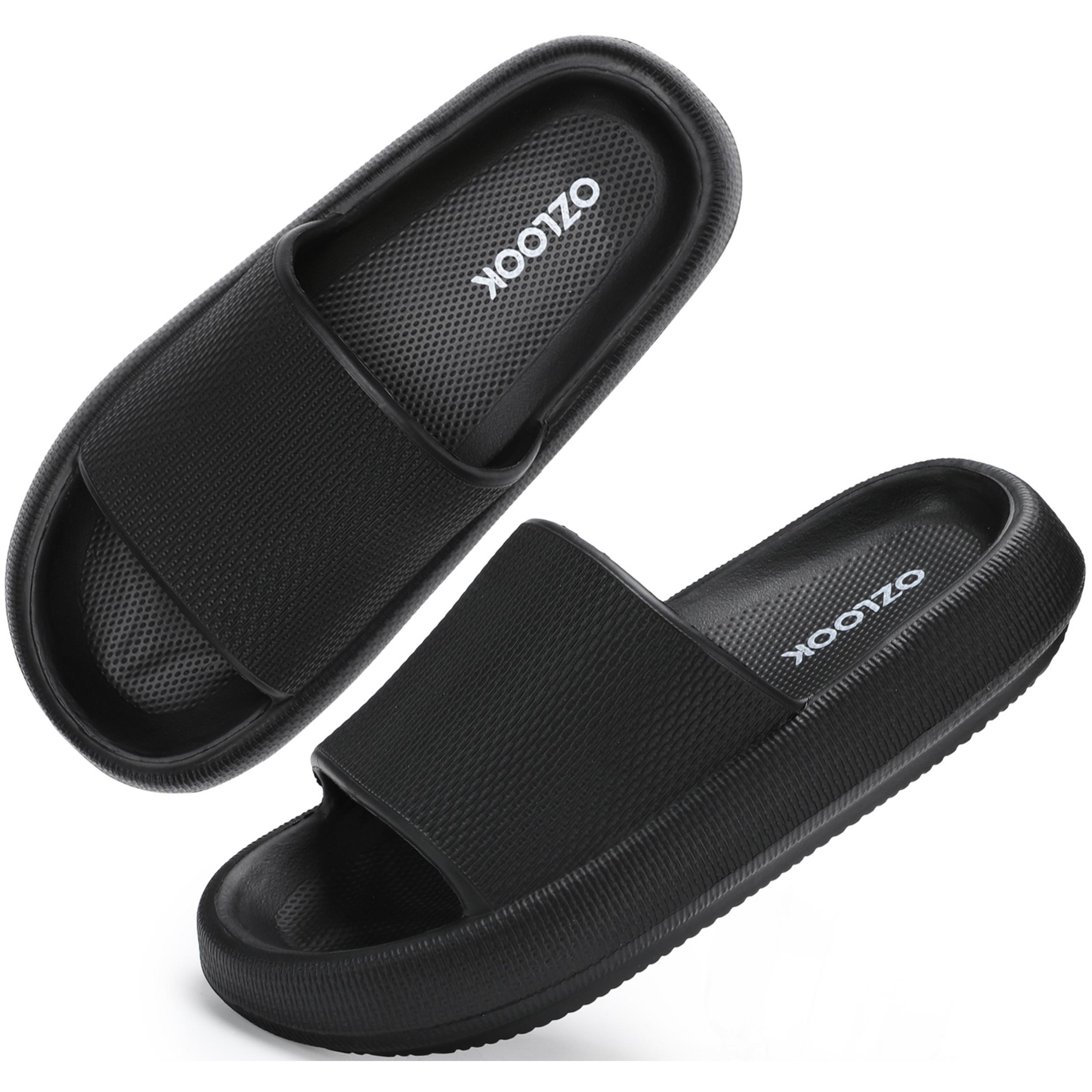 Cloud Slippers for Women and Men, Super Soft with Anti-Skid Sole. These ultra-comfortable, thick sole slides are perfect for indoor and outdoor use, providing ultimate comfort, support, and slip resistance. Ideal for lounging, beach trips, and showers.
