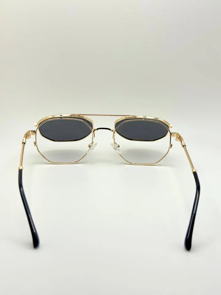 Flip Up Sunglasses for Men & Women, Vintage Metal Frame  display picture 1