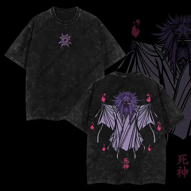 Men's Naruto Death Reaper Seal Graphic T-Shirt - Oversized Acid Washed Top, 230gsm Heavyweight Premium Cotton Soft Fabric, Round Neck Short Sleeve Casual Tee, Tshirt, Loose-Fitting, Graphic Print, Oversized Fit, Ribbed