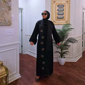 3pcs Coat Abaya with embellishments and Elegant Design for Women