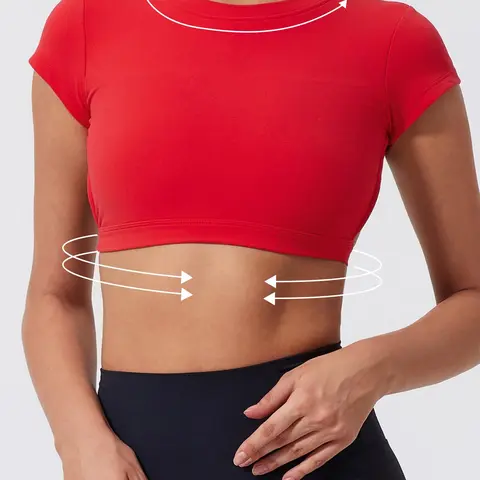 【Black Friday】Women's Solid-Color Backless Crop Gym Top, Fitted Short-Sleeve Round-Neck Workout T-Shirt for Daily Wear and Indoor or Outdoor Activities #GLOBAL PICKS