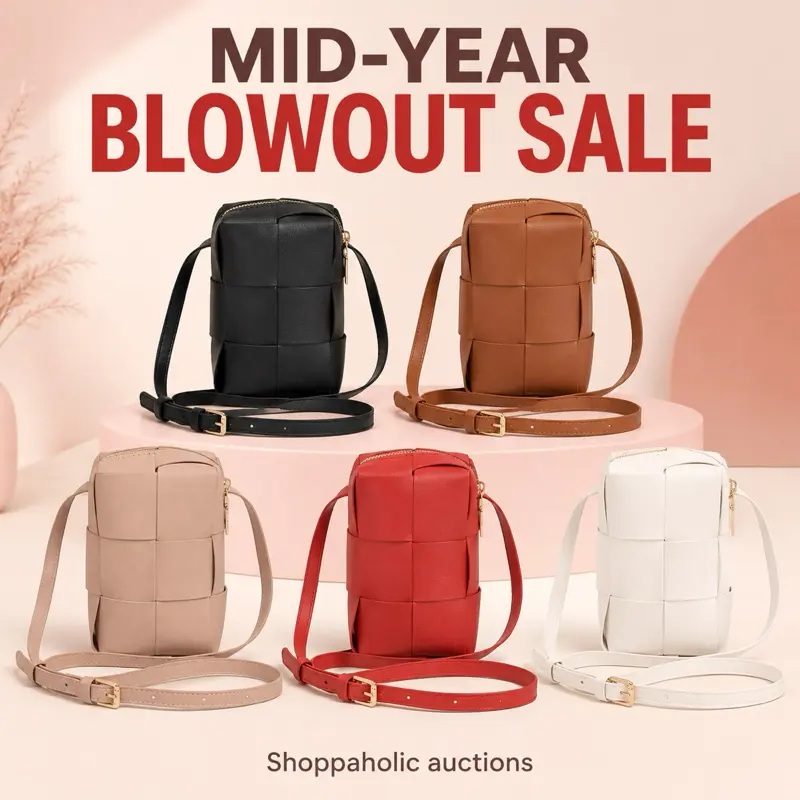 Shoppaholic Auctions Mid-Year Blowout Sale 3.75" W x 6.5" H x 2" D Black Brown White Red Khaki Crossbody Bags