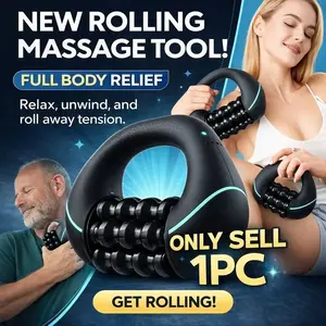 Electric Rolling Massager Handheld Body Roller with Silicone Rollers, 3 Speed Rechargeable Relaxation Tool, Ergonomic Portable Self Care Massager for Neck Shoulders Arms Legs Calves, Portable Muscle Massagers