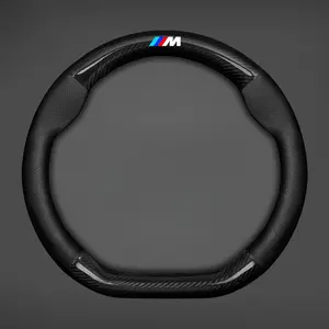 Leather Car Steering Wheel Cover, D-Type/o-Type Design, Anti-Slip Grip, Compatible with Bmw Models M E46 E36 E34 F10 E90 F30 E60 F30 E53 E30 E92 E87
