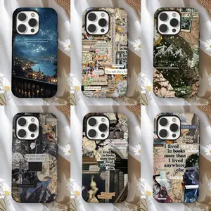 Bookish Collage Aesthetic Phone Case, To The Stars Who Listen Quote Cover, Bibliophile Moodboard Reader Gift, Dark Academia Vintage Library Case