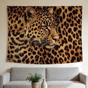 Leopard Print Tapestry Wall Hanging - Horizontal Safari Style Wild Animal Wall Decor with Leopard, Soft Skin Fabric Suitable for Home,,, for - Decoration for Christmas, Halloween, Easter