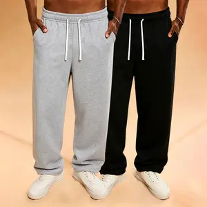 summervibes2-pack men’s casual loungewear pants — trendy athletic long pants with drawstring, suitable for spring, summer, autumn, and all seasons; street-casual style, comfortable and breathable, ideal for workouts, jogging, and commuting.