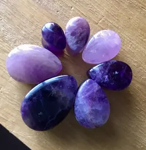 PAIR of Stunning Teardrop Organic Amethyst Stone Plugs