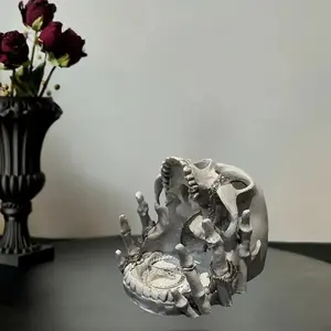 Gothic Skull Jewelry Organizer Box - Halloween Gothic Decor with Multiple Compartments & Necklace Hooks, Resin Desktop Storage for Rings/Earrings, Artistic Home Decor Accessory