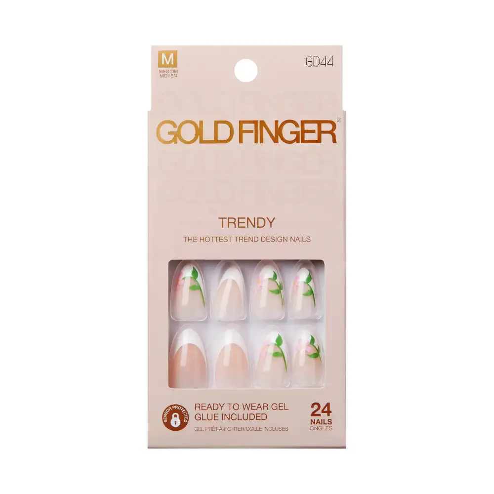Gold Finger Trendy Press On Nails Kit with 24pcs Fashionable Fake Nails