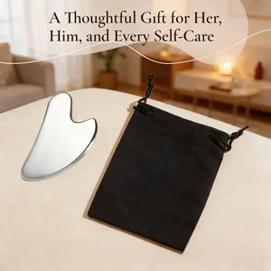 Metallic Silver Stainless Steel Facial Scraping Board Lifting Firming Skin Massage Tool Eye Neck Care Scraping Stick for Self Care