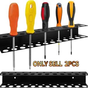 2PCS Multifunctional Screwdriver Storage Rack, Wall Mounted Metal Tool Organizer, Hanging Display Stand for Pliers, Screwdrivers & Hardware Tools, Heavy-Duty Punch-Free Storage Solution for Garage & Workshop