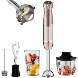 Hand Blender, Cordless Immersion Blender with 6 Speeds, 4 in 1 Portable Mixer Electric Handheld Mixer with Blender, , Whisk, Frother for Soup, Smoothies,   and Puree (Champagne)