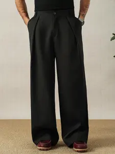 Men's Straight Leg Trousers Casual Loose Fit Dress Pants, High Waisted Wide Leg Slacks with Pockets, Soft Drapey Fabric Summer Beach Pants for Men, Trendy Streetwear & Office Wear, Multiple Colors Available.
