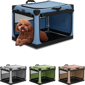 Petsfit Crates for Dogs, Adjustable Fabric Cover by Spiral Iron Pipe, Chew Proof 3 Door Design, Soft Portable Dog Kennel