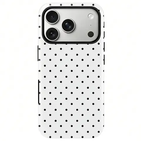 Polka Dot Print Phone Case - Heavy-Duty Shockproof 2-in-1 Protective Shell, Phone Accessories for iPhone 17/16/15/14/13/12/11 Pro Max Series, Minimalist Fashion Holiday Gift Cover