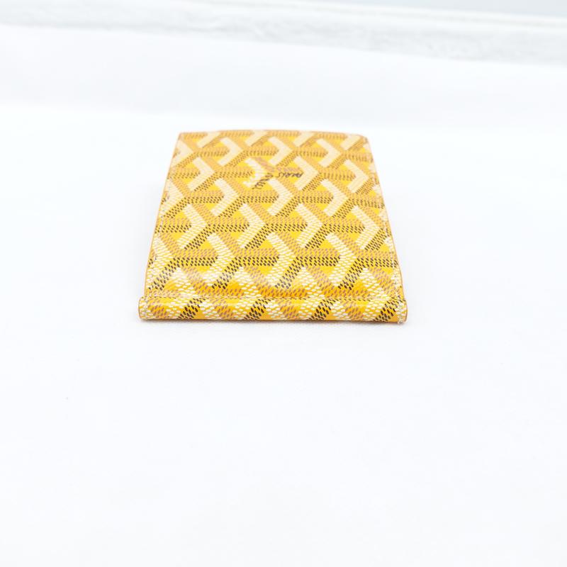 Pre-owned Goyard Coated Canvas Small Leather Goods Yellow Card Holder T10305790