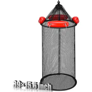 Large Collapsible Floating Fishing Basket 39 x 15.75 inch for Live Caught Fish Foldable Floating Fish Basket Net Bait for Bait Storage Cage for Keeping Minnows Shrimp