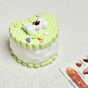 【Buy 3 get 1 free】Green Apple Puppy Heart Cookietaba squishy Food-Grade Silicone Slow-Rising Rebound Squishy Fidget Toys for Stress Relief - Soft Squeeze Toys with Thick Creamy Slime Texture, Handmade Non-Toxic Sensory Toys Rubber