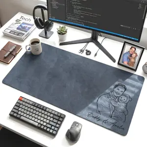 Custom Dad Photo Sketch Line Art Desk Mat, Personalized Dad We Love You, Father's Day Gift For Husband, Dad Picture Desk Pad Mouse Mat
