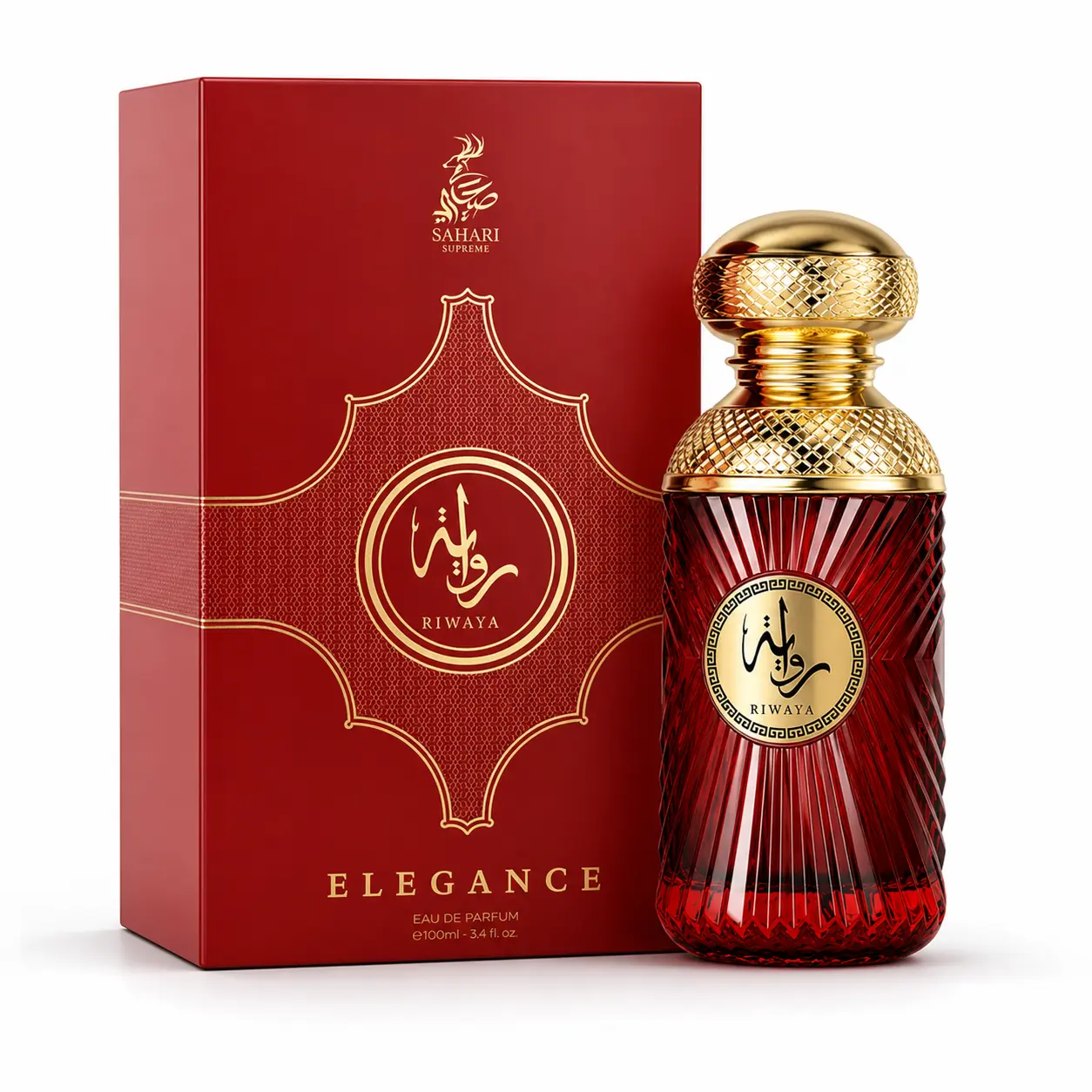 Women's Sahari Supreme Riwaya Elegance Eau de Parfum 3.4 oz/100ml - Unisex Luxury Gourmand Fragrance with Sugar, Tonka Bean, Apple, Vanilla, Cashmere Wood