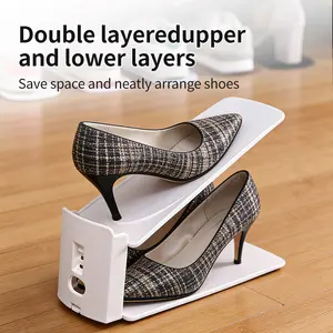 5 Counts Adjustable Double-Layer Shoe Holder – Space-Saving Rack for Bedroom & Dorm, Unique Double-Layer Design Saves Space
