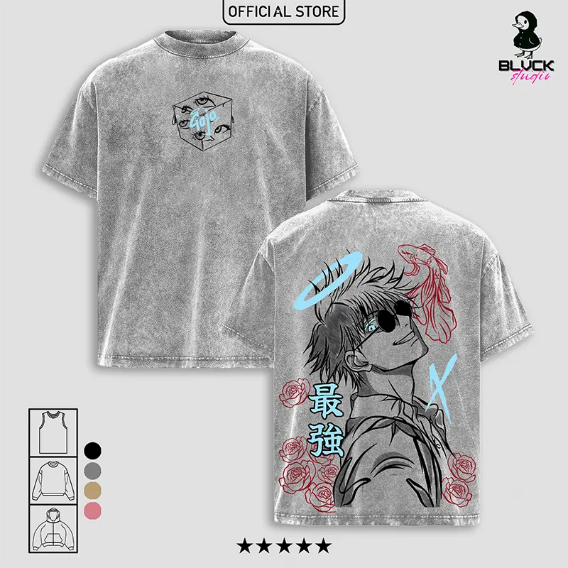 Gojo Satoru Jujutsu Kaisen JJK Washed T-Shirt, Tanktop, Sweatshirt and Hoodie Oversize Unisex, Heavy Cotton Casual Streetwear Vintage Urban Outfit Fashion Clothes Top Anime Fans for Men and Women
