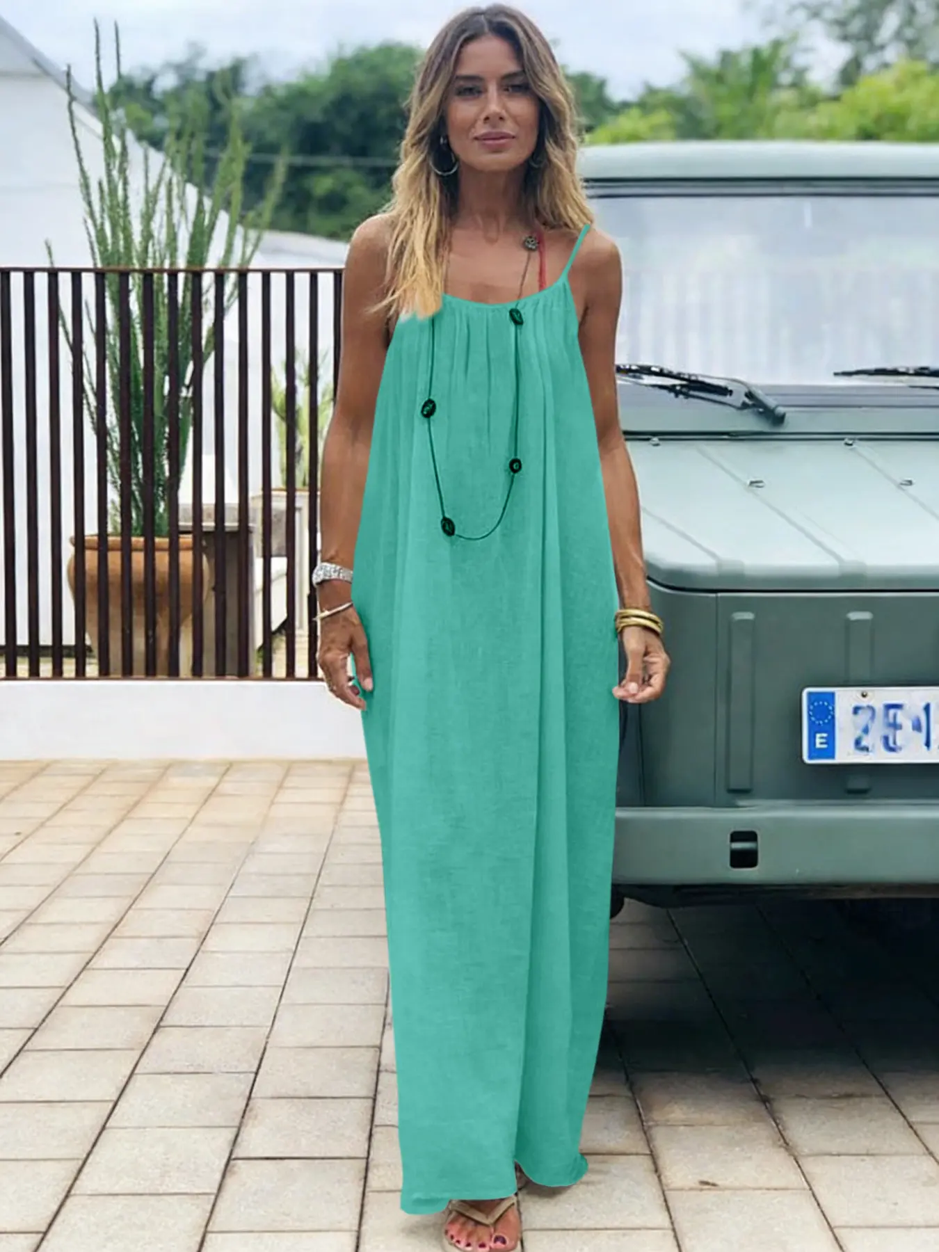 long loose dress styles for ladies Loose Linen Maxi Dress from NikkaPlace