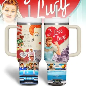 Love Lucy Movies Custom Cup 40 oz Tumbler With Handle, Movie Tumbler 40oz, Movie Fantasy Gift Travel Cup