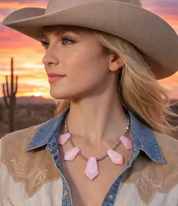 Pink Conch & Stainless Pearl Necklace