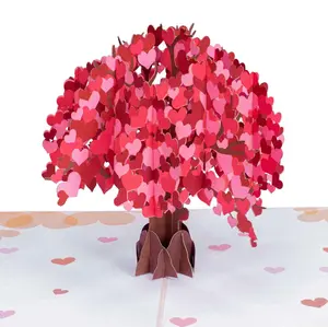 Paper Love Heart Tree Pop Up Card - Unique 3D Design with Heart-Shaped Leaves for Valentine's Day Birthdays Anniversaries
