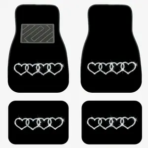 Rhinestone Heart Pattern Car Floor Mat, Car Interior Decorative Floor Mat, Universal Car Interior Accessories for Women & Girls