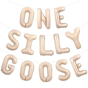 1Set Goose 1anniversary Birthday Party Decor One Silly Goose Birthday Decor One Silly Geese Balloon Banner Our Little Geese is Turning One Farm Animal Themed Party Decor for Boy Girl Beige Funny 1anniversary Bday
