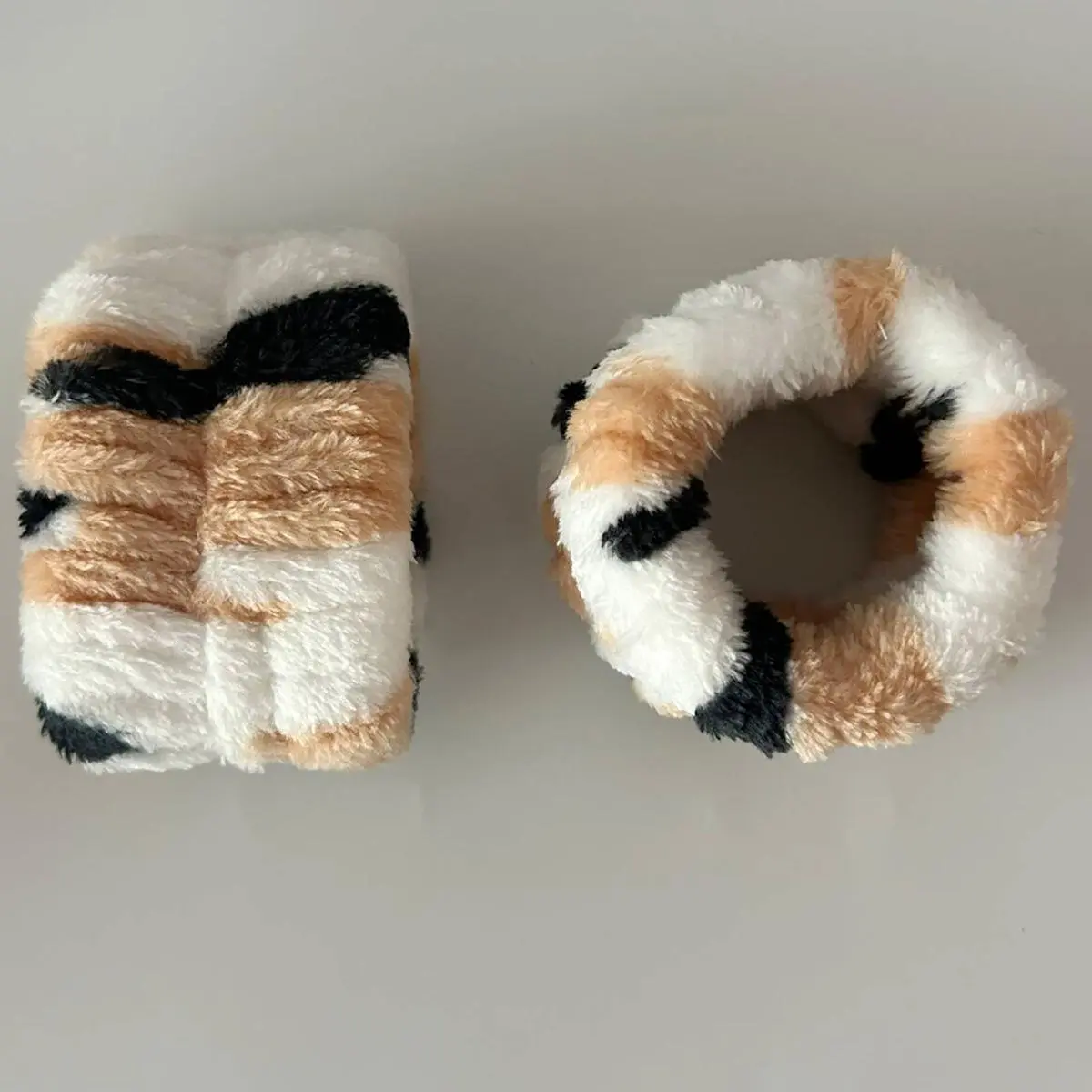 3pcs/set Cute Cat Ear Leopard Print Plush Headband For Women Girls Spa Washing Face and Makeup Headband Elastic Wrist Strap