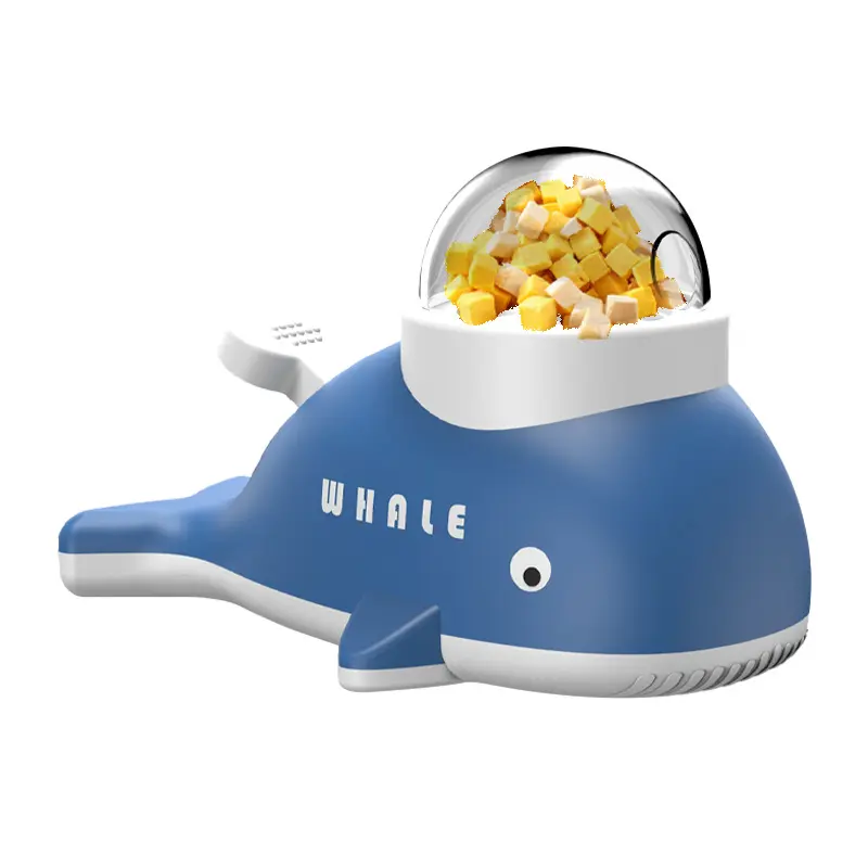 Whale-Shaped Interactive Pet Treat Dispenser Toy - Pressable Rotating Puzzle Feeder, Durable Plastic Mental Enrichment Slow Feeder for Cats & Dogs, Indoor Use, Slow-Feed