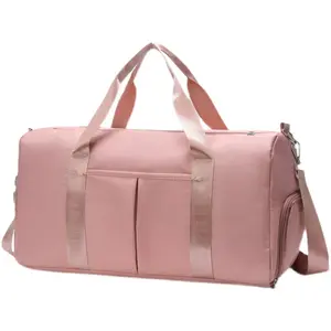 Solid Color Large Capacity Duffle Bag For Women Men, Sports Duffel Bag for Gym with Wet Pocket & Shoe Compartment, Overnight Weekender Travel Bag Fitness Fashionable Casual Bag